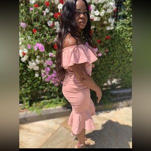 Fashion Nova size medium dusty pink suede dress.